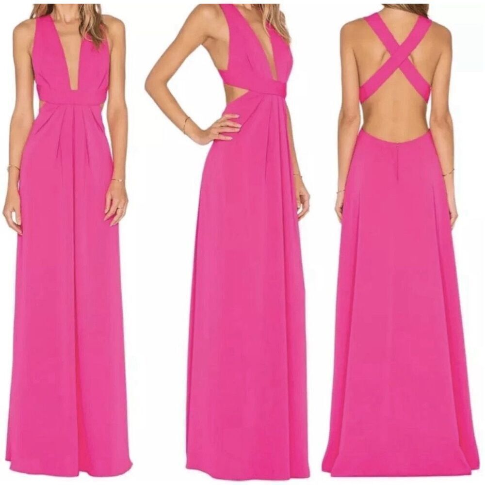 JILL STUART Deep V Gown in Gossip pink, Sz 2, $328 B26